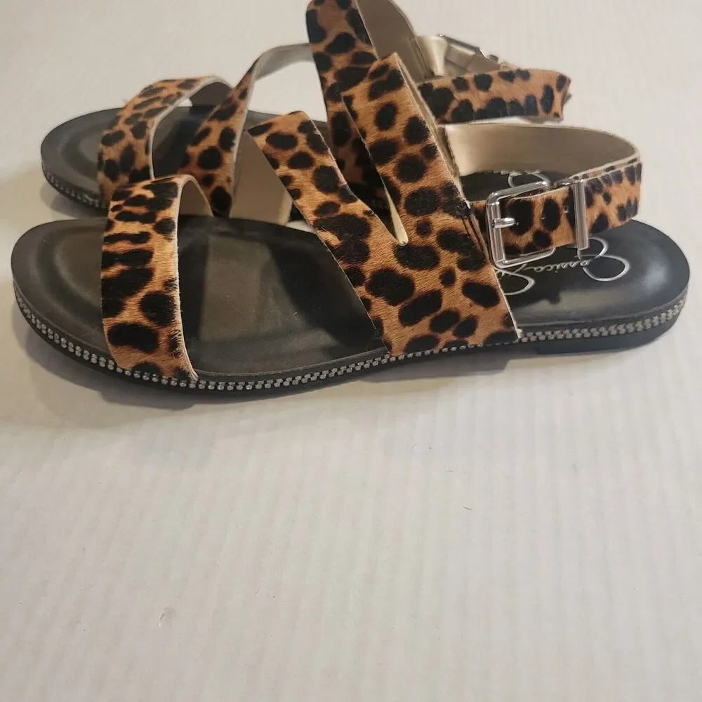 Jessica Simpson Braelyn Flat leopard print sandal with rhinestone trim sz. 7 - Picture 3 of 8